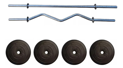 Barra Recta Y Barra Zeta 100 Lb Peso Ajustable Gym En Casa Negro