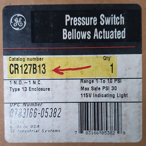Interruptor Ge De Presión Cr127b13