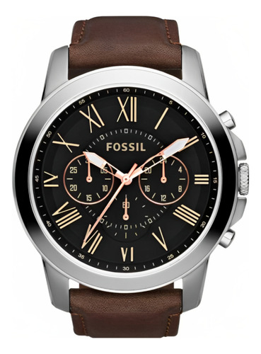 Relógio Fossil Masculino Analógico Grant Fs4813/0pn Cor Da Correia Marrom