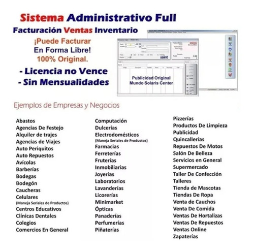 Pack Sistema Facturación Inventario Saint 5 + Valery 2 En 1