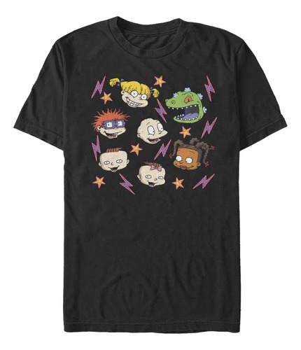 Nickelodeon Camiseta Rugrat Faces Para Hombre Y Altura, Negr