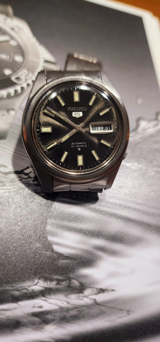 Reloj Pulsera Antiguo Seiko Hombre Plateado Gris Negro (Usado)