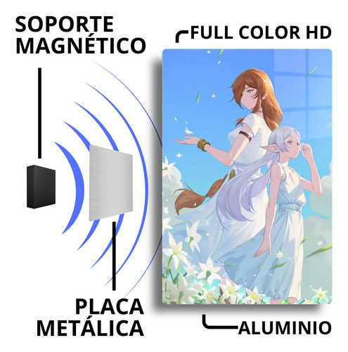 Poster Frieren Y Maestra En Metal + Soporte Magnetic 20x30