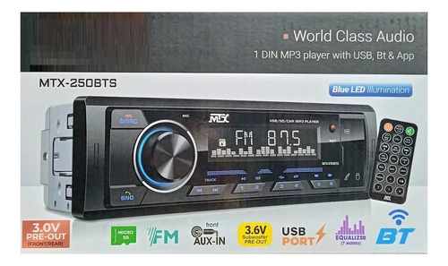 Mini Estereo  De Un Din Mtx Audio Mtx-250bts Bt Aux Sd Nuevo