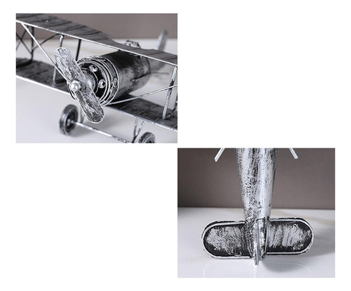 Avión Biplano Pequeño, Modelo De Avión De Metal Plata