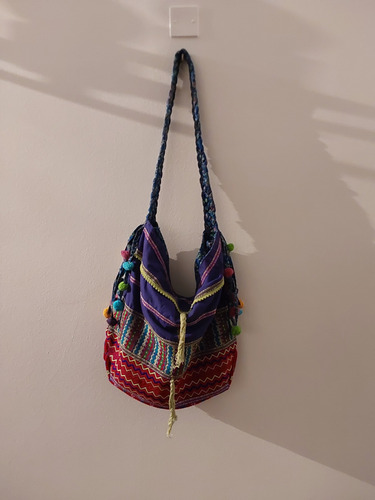 Bandolera Rapsodia Estilo Bohemic Chic. No Jazmín Chebar Turquesa Floreado Níquel Turquesa