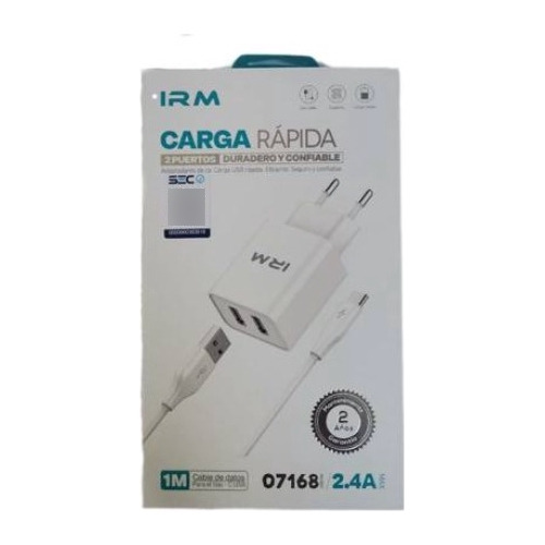 Cargador Irm Fast Charge Sdc40w Doble Usbc Cable Lightning