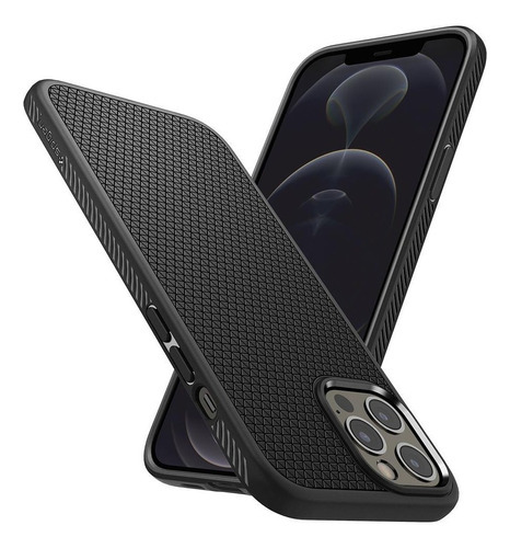 Funda Capa Spigen Liquid Air Armor Compatible con Apple iPhone 12 Pro Max 2020 Color Negro Mate