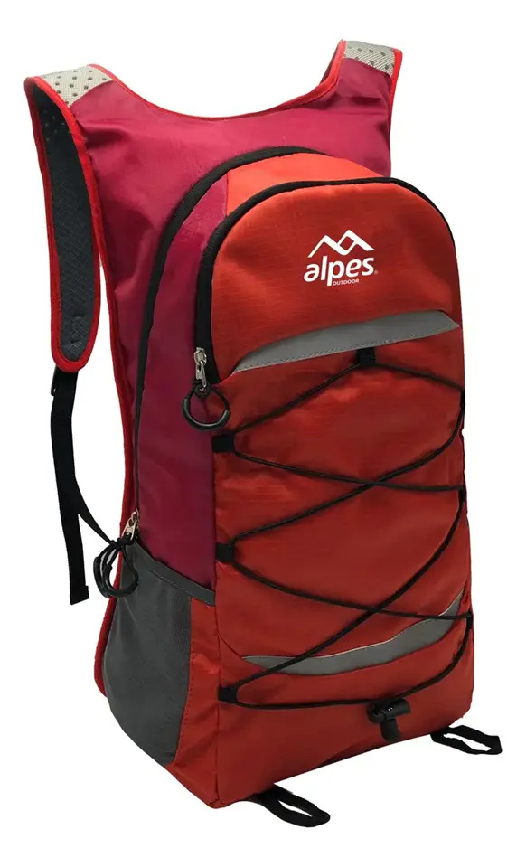 Mochila Trekking Alpes 25litros Deportiva Reforzada Mdp Rojo