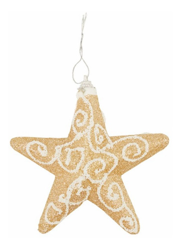 Estrella Adorno Navideño | Glitter Dorado | 13cm