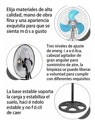 D&m Ventilador 18 Pulgadas Acero De Piso 3 En 1 Con 3 Aspas