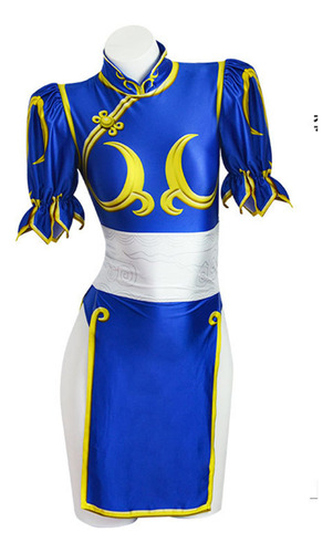 Street Fighter Chun-li Sexy Disfraz Manga Corta Azul