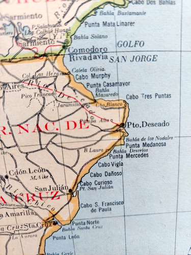 Mapa 1939 Ferrocarriles Argentina Chile Uruguay Patagonia (Usado)
