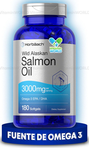 Horbaach Aceite De Salmon De 3000 Mg 180 Cápsulas Blandas Sabor Sin sabor