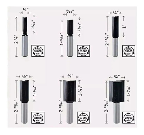 Juego De Fresas Para Fresadora Router Bosch 6 Uni 2607017470