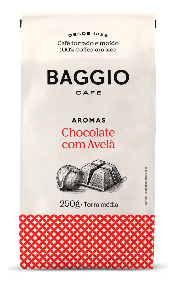 Café Gourmet Torrado/moido 100% Árabica Aromas Baggio 250gr Aroma Chocolate Com Avelã