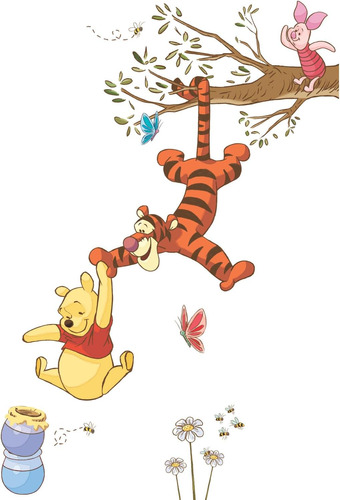 Rmk2463gm Winnie The Pooh Swinging For Honey Peel And S...