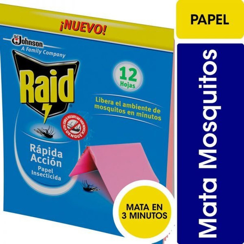 Raid® Papel Insecticida Rápida Acción. 12 Hojas/sobré Pack