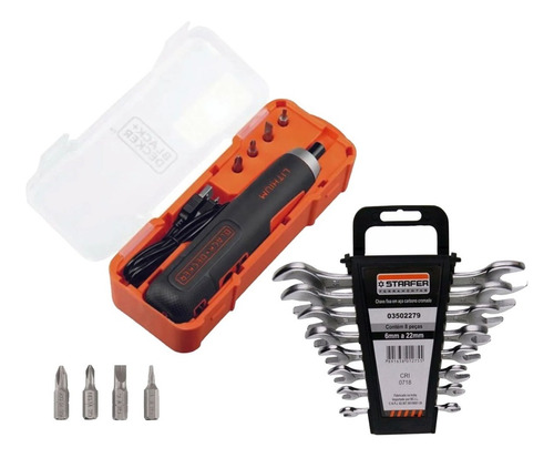 Parafusadeira Bateria Bd40k4-la Black Decker + Kit Chaves