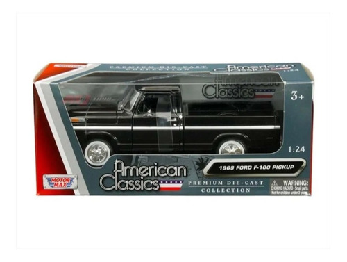 1969 Ford F-100 Pickup Motor Max 1/24 Negra