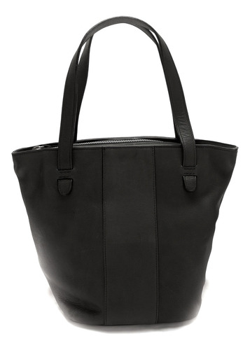 Cartera Tote Bag Dama Mujer Cuero Guido Cómoda Artesanal Color Negro Correa De Hombro Negro Diseño De La Tela Lisa