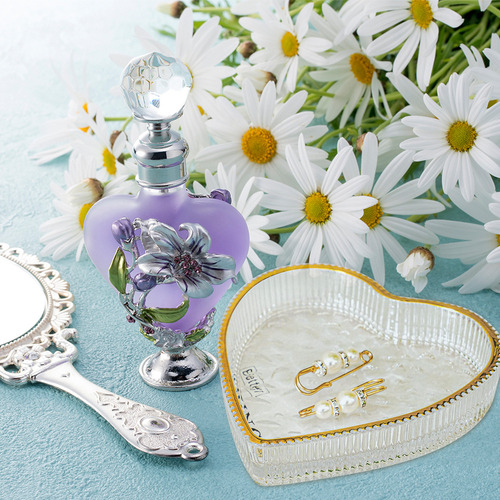 H Plato De Cristal Para Joyas Con Forma De Corazón