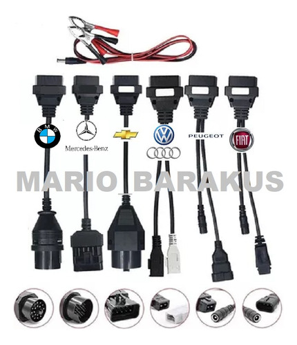 Kit 6 Cables Obd2 Peugeot, Fiat, Alfa Mercedes Bmw, Vw Audi,