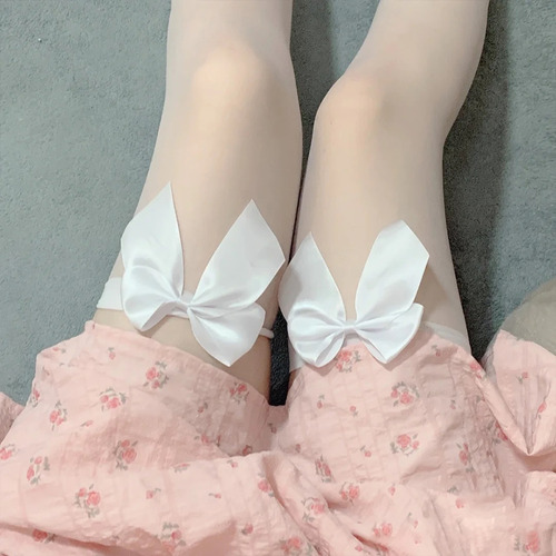 Calcetines Sexy De Encaje Con Lazo Para Mujer, Calcetines La