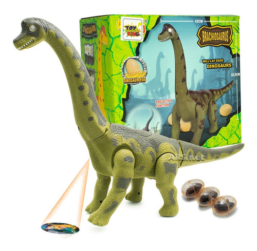 Dinossauro Eletrônico Bota Ovos Brinquedo Anda Emite Luz Som