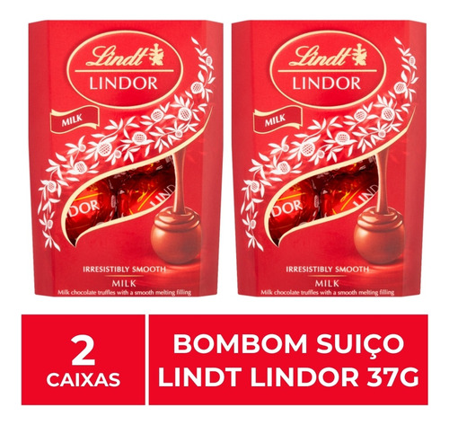 2 Caixas De 37g, Bombons De Chocolate Suiço, Lindt Lindor