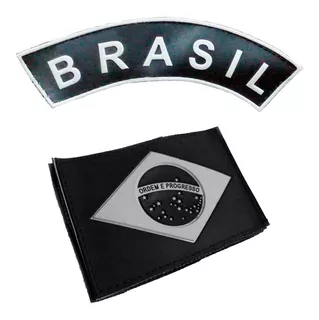 Kit Patches Brasil Bandeira + Tarjeta Fita De Contato Farda