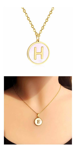 Collar Dije Letras Iniciales Acero Inoxidable Doradas