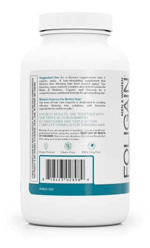 Imagen 2 de 4 de Estimulante Regenerador Foligain 60 Tabs Unisex