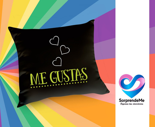 Cojin De Regalo Sorprendeme - Colección Pride Me Gustas Negro Liso