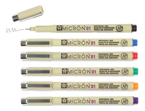 Tiralíneas 0.1 Mm. Sakura Pigma Micron Set 6 Colores Mandala Surtido