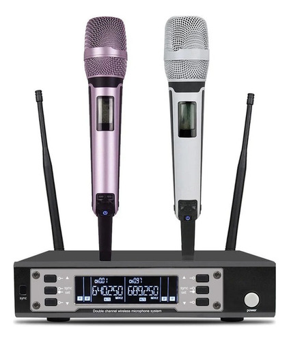 Microfone Sem Fio Duplo Kz Music Store Kzm-10 Rosa E Branco