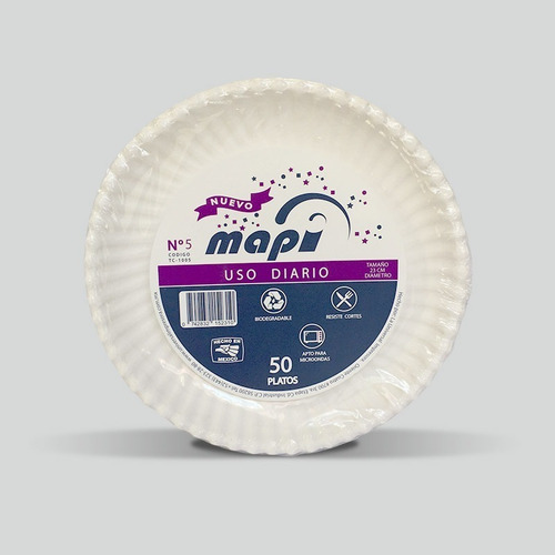 Plato De Cartón Redondo N°5 Mapi® Biodegradable Tc-1005