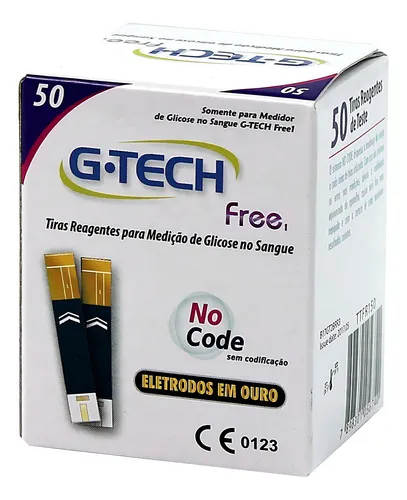 50 Tiras De Teste Glicemia P/ G-tech Free E Free Smart