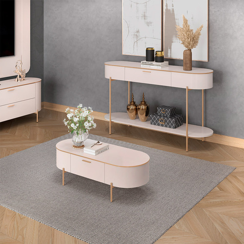 Conjunto Aparador Amanda E Mesa De Centro Bento Off White