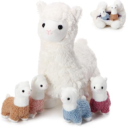 5 Pcs Adorable Llama Plush Set 14 Inch Mommy Alpaca Stu...