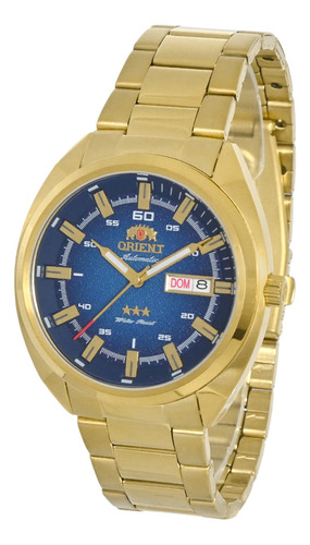 Relógio Orient Masculino Automático Dourado Azul Nh3gg006