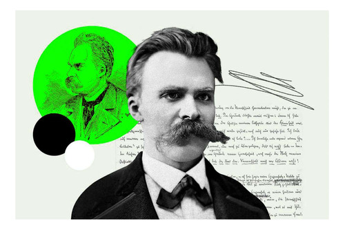 Vinilo 50x75cm Nietzsche Filosofo Poeta Pensamiento M2