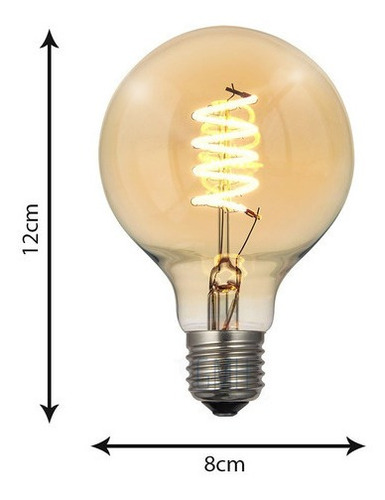 Imagem 2 de 6 de Lâmpada Filamento Led G80 Spiral Retrô Âmbar Bivolt