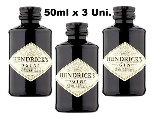 Gin Hendricks 50ml Miniatura Botella Vidrio X 3 Unidades
