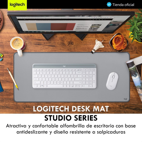 Imagen 2 de 10 de Logitech Desk Mat Studio Series, Alfombrilla De Escritorio