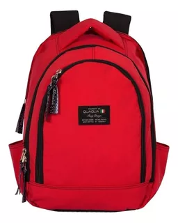 Mochila Portanotebook Quaglia Color Rojo Diseño De La Tela Liso