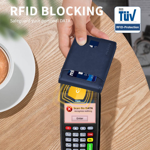 Billetera Runbox Slim De Piel Plegable Con Bloqueo Rfid Para