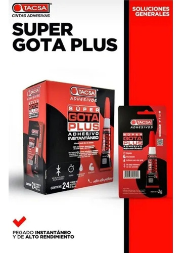 Adhesivo Instantáneo Tacsa Súper Gota Plus 2g X 5 Un.