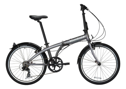 Bicicleta plegable Belmondo 7+ Rodado 24 frenos v-brakes cambio Shimano Tourney color gris mate urbana imantada