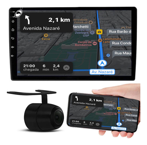 Multimídia 9'' Android Premium Plus+ E-tech 4gb 64gb Câmera